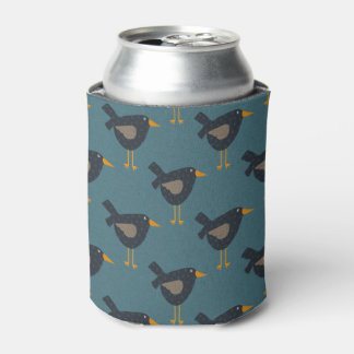 Primitive Folk Art Rustic Country Bird Pattern Can Cooler