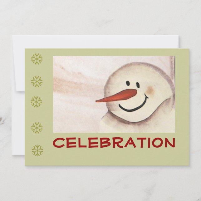 Primitive Folk Art Snowman Holiday Party Invitation (Front)