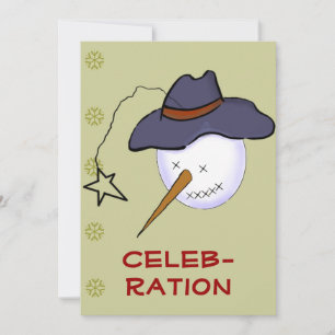 Primitive Folk Art Snowman Holiday Party Invitation