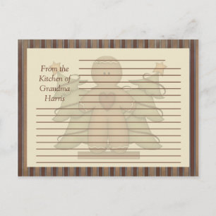 Primitive Gingerbread Man Recipe Cards