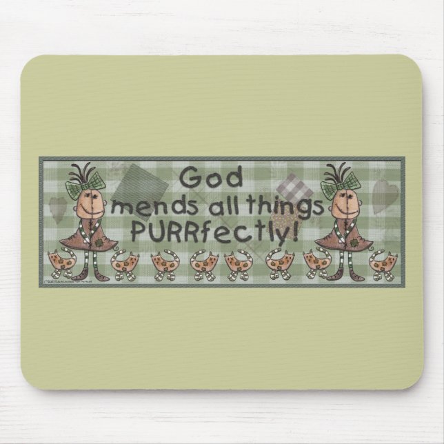 Primitive Girl and Cats Mouse Pad (Front)