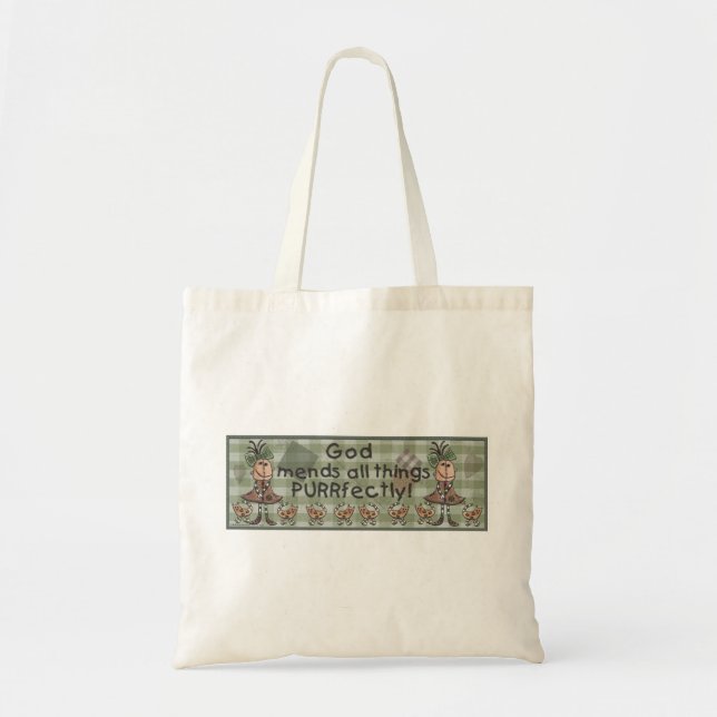 Primitive Girl and Cats Tote Bag (Front)
