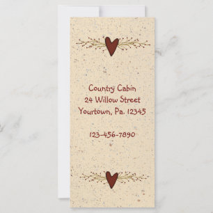 Primitive Heart Rack Card Book Mark