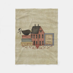 Primitive "I Love Prims" Fleece Throw Blanket