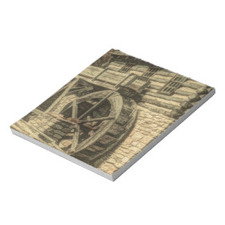 Primitive old farmhouse flour mill water wheel notepad
