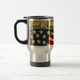 Primitive Old Glory God Bless America Aluminium Mu Travel Mug