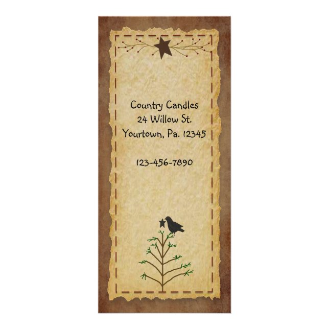 Primitive Pine Tree Rack Card (Front)