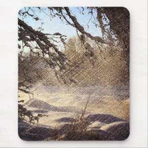 Primitive Pine Tree Woodland Winter Forest Mouse Pad