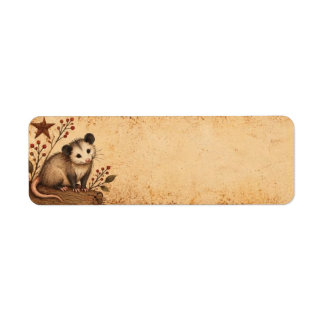 Primitive Possum Rustic Address Label