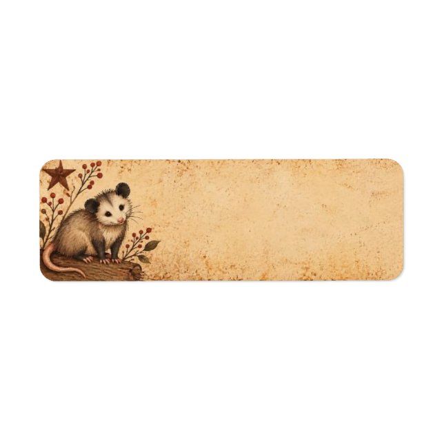 Primitive Possum Rustic Address Label (Front)