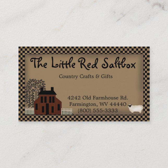 Primitive Red Saltbox Business Card (Front)