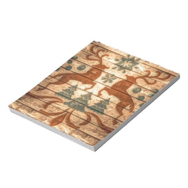 Primitive Reindeer Snowflakes Nordic christmas Notepad (Rotated)