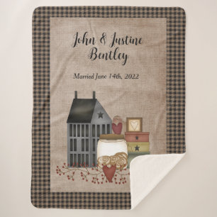 Primitive Saltbox Home   Sherpa Blanket