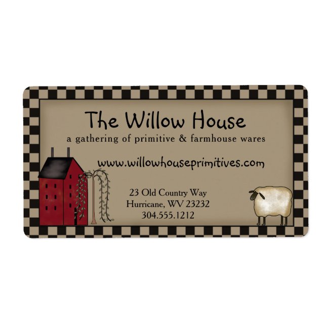 Primitive Saltbox House and Willow Tree Shipping (Front)
