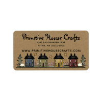 PRIMITIVE SALTBOX HOUSES & STARS RETURN ADDRESS