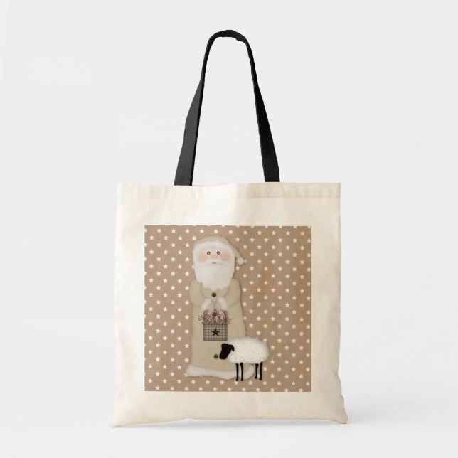 Primitive Santa Tote Bag (Front)