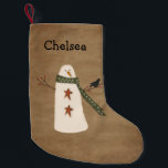 Primitive Snowman Christmas Stocking<br><div class="desc">This Primitive Country Snowman Christmas Stocking would fit nicely with a primitive or country holiday decor. Customise it with your own name or text.</div>