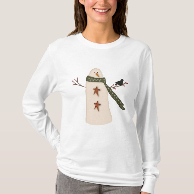 Primitive Snowman Holiday Shirt (Front)