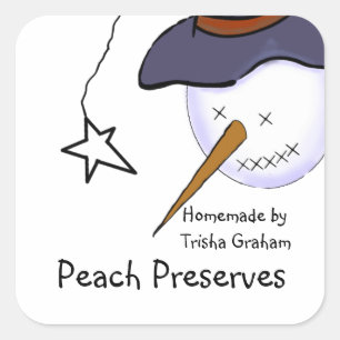 Primitive Snowman Jar Label