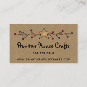 PRIMITIVE STAR & BERRIES ON KRAFT BUSINESS CARD
