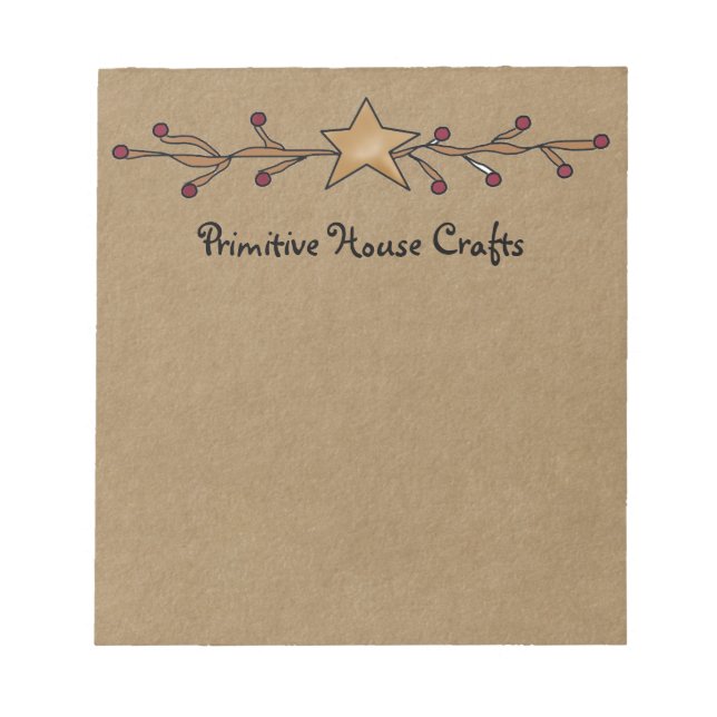 PRIMITIVE STAR & BERRIES ON KRAFT NOTE PAD (Front)