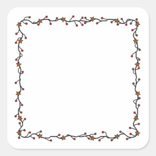 Primitive Stars, Berries & Twigs Square Wreath Sticker