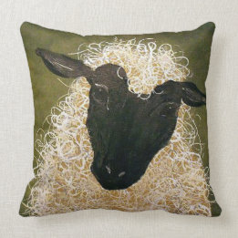 "Primitive Style/Sheep" THROW PILLOW