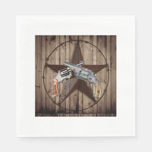 Primitive texas star western country cowboy pistol napkin