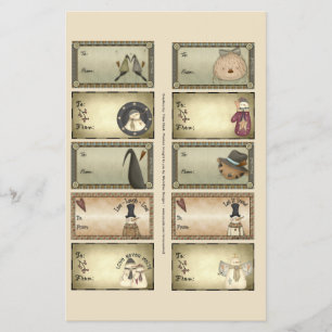 Primitive Things Gift Tags on a Sheet - D1