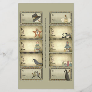 Primitive Things Gift Tags on a Sheet - D2