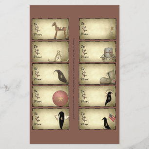 Primitive Things Gift Tags on a Sheet - D3