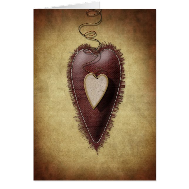 Primitive Vintage Heart Cards (Front)