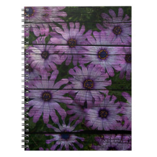Primitive Western Country Barn plank purple daisy Notebook