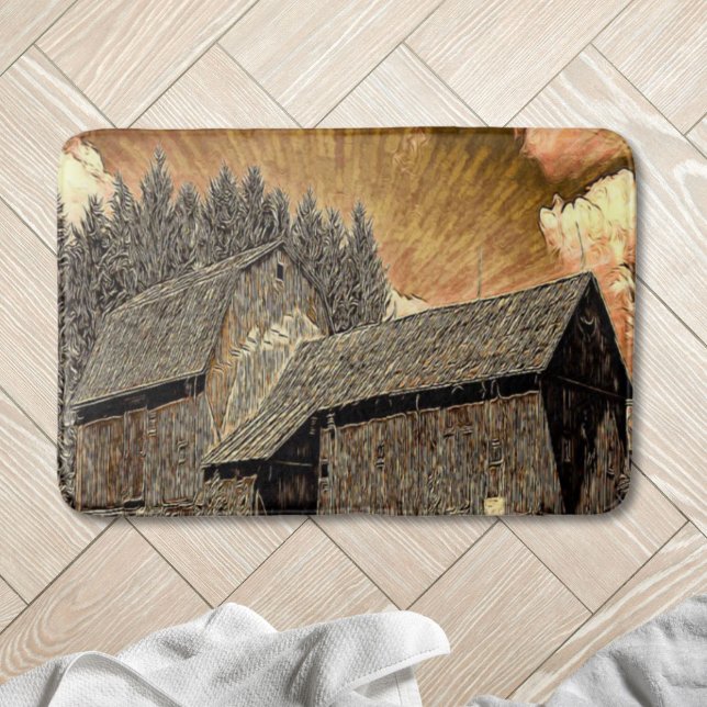 Primitive Western country old barn farmhouse Bath Mat (Primitive Western country old barn farmhouse Bath Mat)