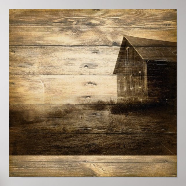 primitive western country old barn farmhouse cabin poster (Front)