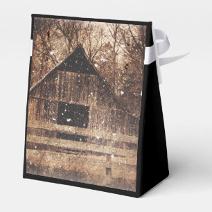 Primitive Winter Snow Country Rural Old Barn Favour Box