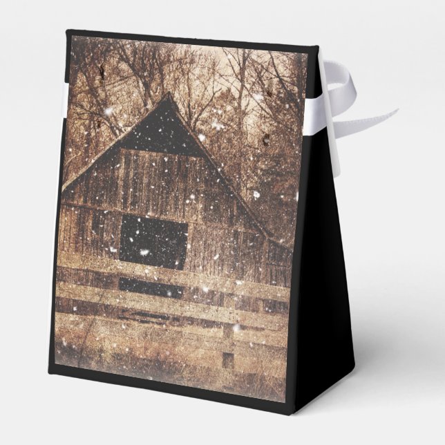 Primitive Winter Snow Country Rural Old Barn Favour Box (Back Side)