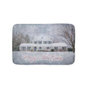 Primitive Winter Snow Country Rustic Open House Bath Mat