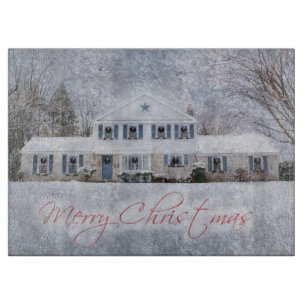 Primitive Winter Snow Country Rustic Open House Cutting Board