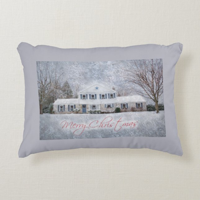 Primitive Winter Snow Country Rustic Open House Decorative Cushion (Front)
