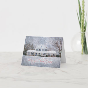 Primitive Winter Snow Country Rustic Open House Holiday Card