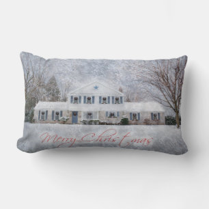 Primitive Winter Snow Country Rustic Open House Lumbar Cushion