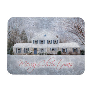 Primitive Winter Snow Country Rustic Open House Magnet