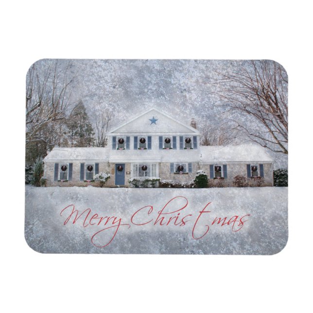 Primitive Winter Snow Country Rustic Open House Magnet (Horizontal)