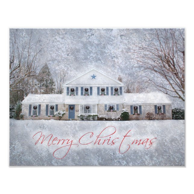 Primitive Winter Snow Country Rustic Open House Photo Print (Front)