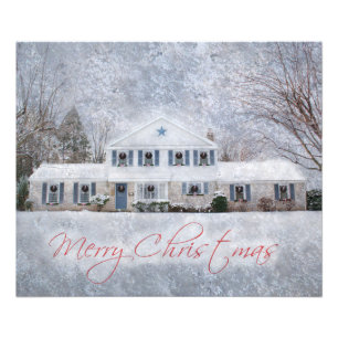 Primitive Winter Snow Country Rustic Open House Photo Print