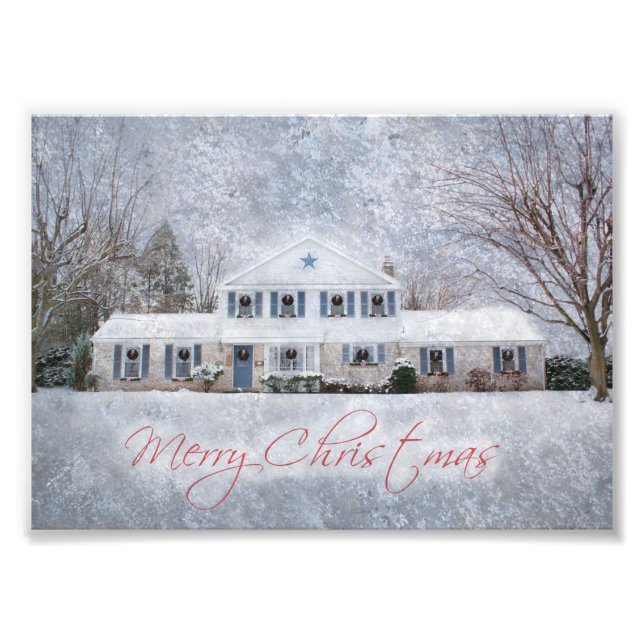 Primitive Winter Snow Country Rustic Open House Photo Print (Front)