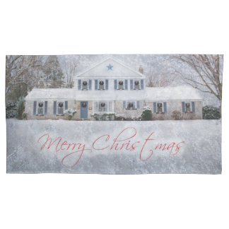 Primitive Winter Snow Country Rustic Open House Pillowcase