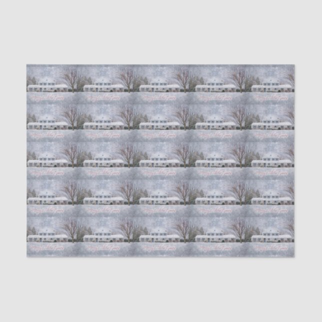 Primitive Winter Snow Country Rustic Open House Tissue Paper (Front)