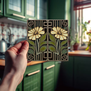 Primrose Art Deco Floral Wall Decor Art Nouveau Tile